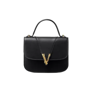 FANSIZHE VERSACE Cow Leather Crossbody One Shoulder Handbags Small Size Women's Black
