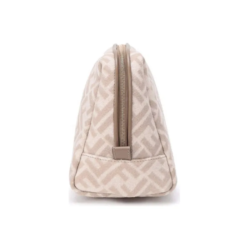 FENDI Fabric Toiletry Bag Clutch Makeup Bag Medium Size Women's Beige-2