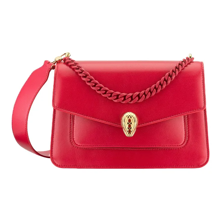 BVLGARI Sheepskin Crossbody Bag, Shoulder Bag Women's Pomegranate Red-0