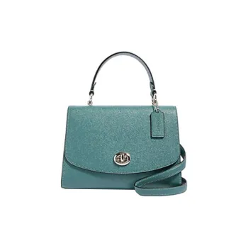 COACH Tilly Leather Handbag Shoulder Bag Crossbody Bag Medium Size Women's Dark Green Turquoise