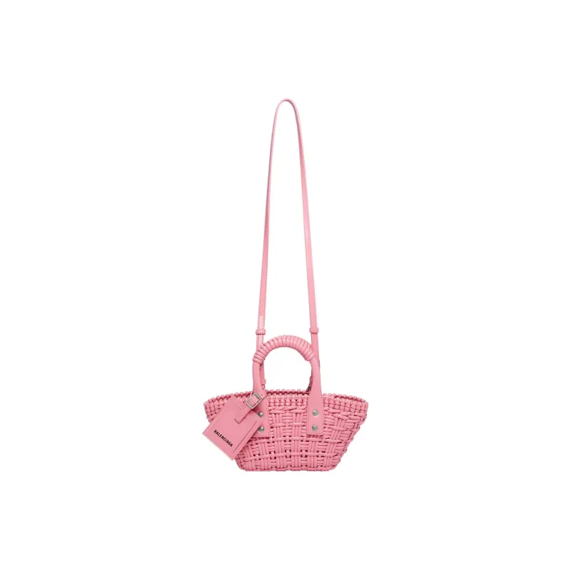 Balenciaga Polyurethane Basket Bag Portable Crossbody Bag Shoulder Bag Women's Pink-4