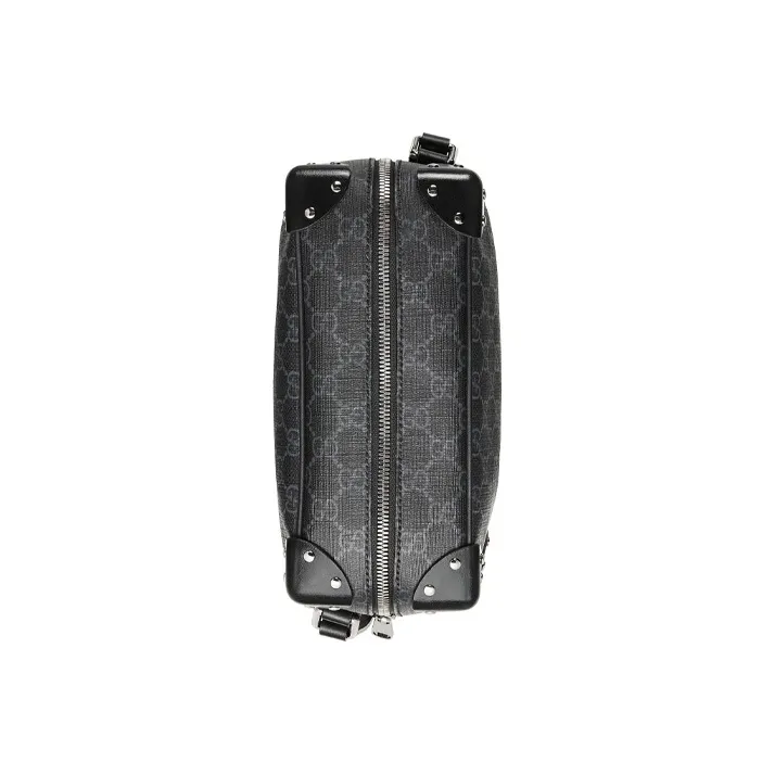 GUCCI GG Canvas With Leather Corner Covered Box Bag TRUNK Shoulder Bag Crossbody Bag Men's Black Gray Color-4