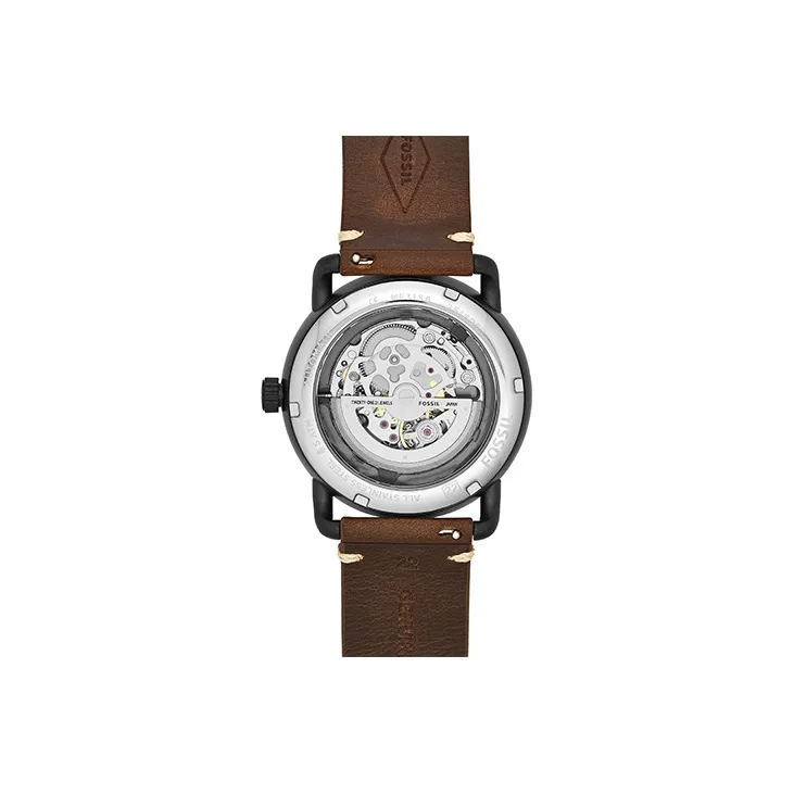 FOSSIL Wrist Watch Automatic Mechanical Movement Leather Watch Bands 42mm Cut-Out Dial Men's Watches-1