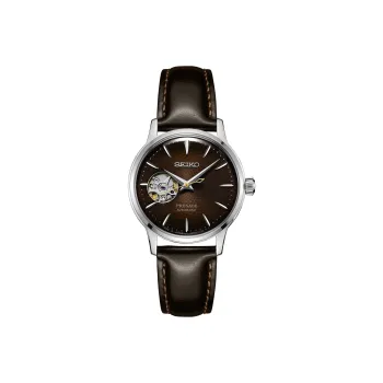 SEIKO Pilot Series Mechanical Movement Genuine Leather Strap Watch Women's Watch Coffee Watch Dial