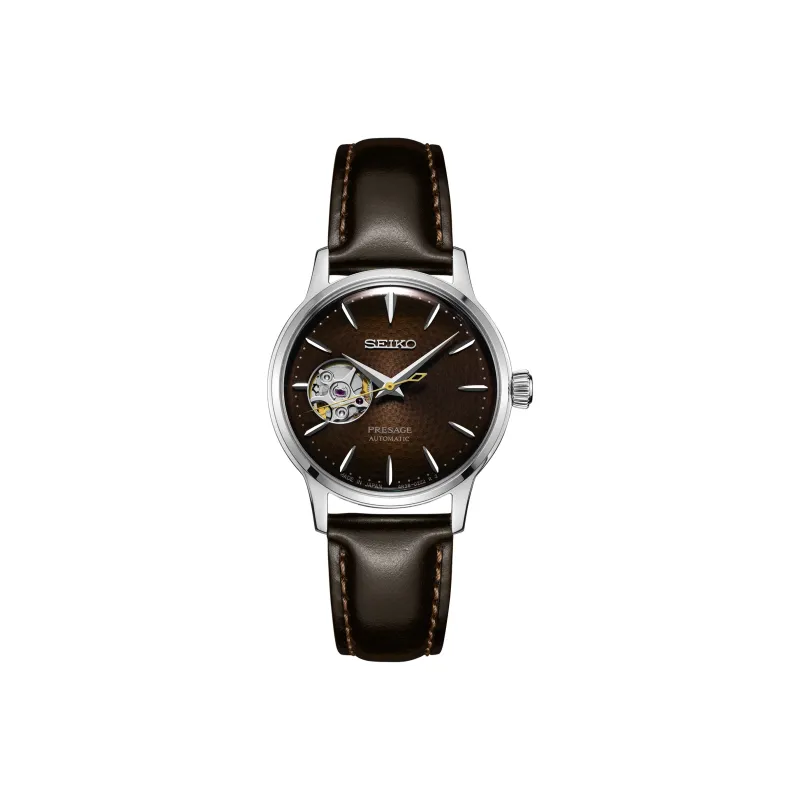 SEIKO Pilot Series Mechanical Movement Genuine Leather Strap Watch Women's Watch Coffee Watch Dial-0