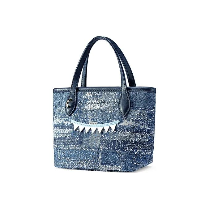 FION Fabric Small Square Bag, Handbag, Crossbody Bag Regular Women's Blue/Dark Blue-1