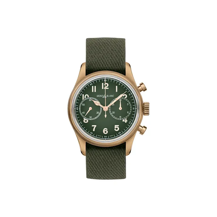 MONTBLANC Automatic Mechanical Movement Men's Watches Watch 42mm Green Dial Copper Watch Case Fabric Strap-0