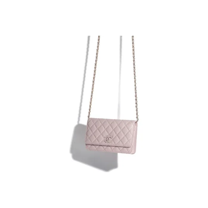 CHANEL WOC Grain Embossed Calfskin Shoulder Bag, Crossbody Bag Women's Light Pink-2