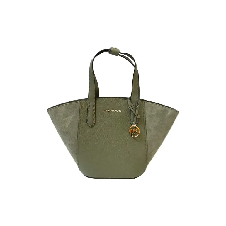 MICHAEL KORS Portia Leather Suede Tote Bag, Shopping Bag, Tote, Shoulder Bag Trumpets Women's Green-0