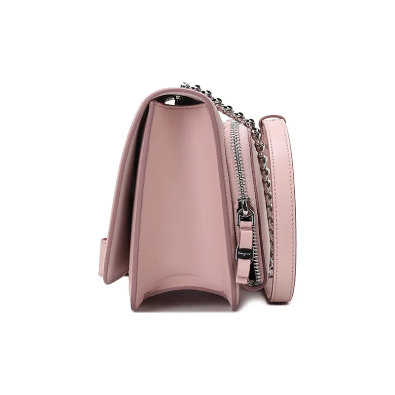 FERRAGAMO Vara Cow Leather Shoulder Bag Crossbody Bag Women's Light Pink Red-2