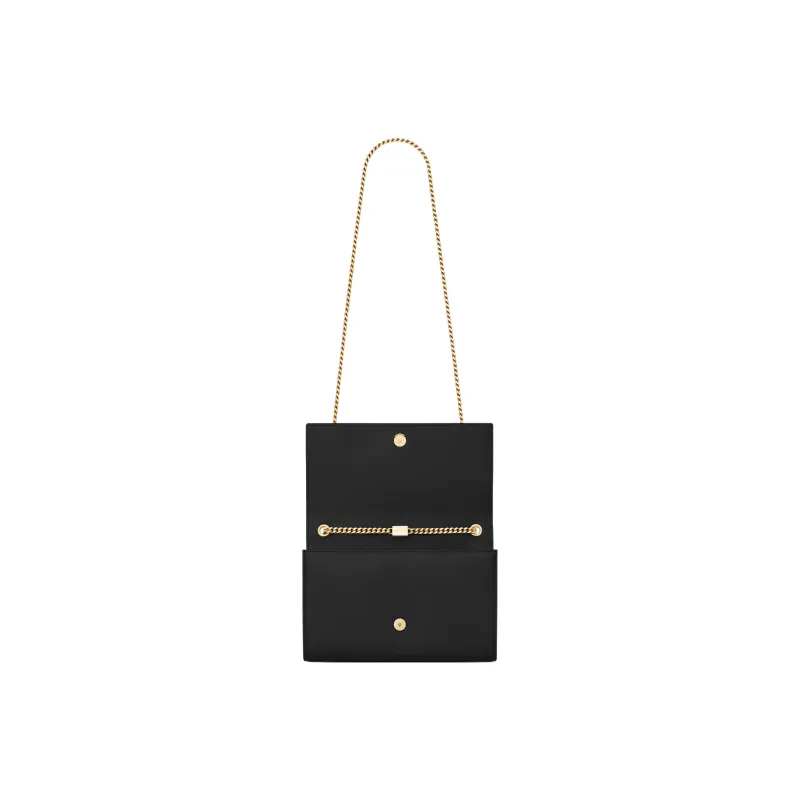 SAINT LAURENT Grain Embossed Leather Crossbody Bag, Shoulder Bag Medium Size Women's Black-3
