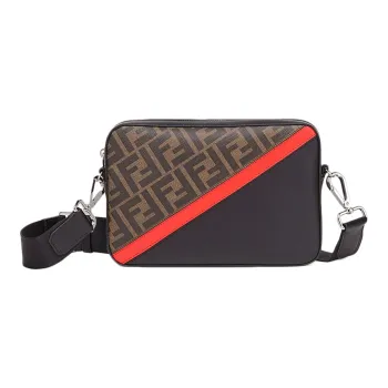 FENDI Coated Canvas With Leather Camera Bag Shoulder Bag Crossbody Bag Men's Brown/Black/Red