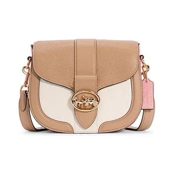 COACH Georgie Leather Saddle Bag Shoulder Bag Handbag Shoulder Bag Crossbody Bag Small Size Women's White Brown