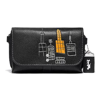 COACH Jean-Michel Basquiat Collaboration Rogue Leather Fanny Pack Shoulder Bag Crossbody Bag Regular Men's Black