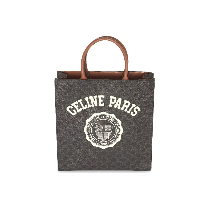 CELINE Canvas With Leather Shoulder Bag Crossbody Bag Handbag Women's Tan-3