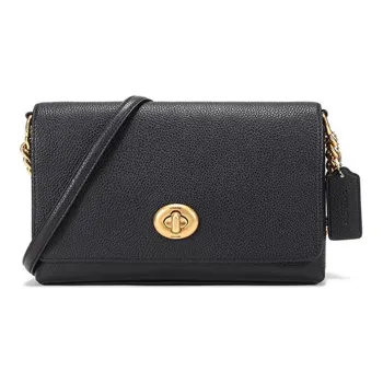 COACH Crosstown Pebbled Leather Small Square Bag Shoulder Bag Crossbody Bag Medium Size Women's Black