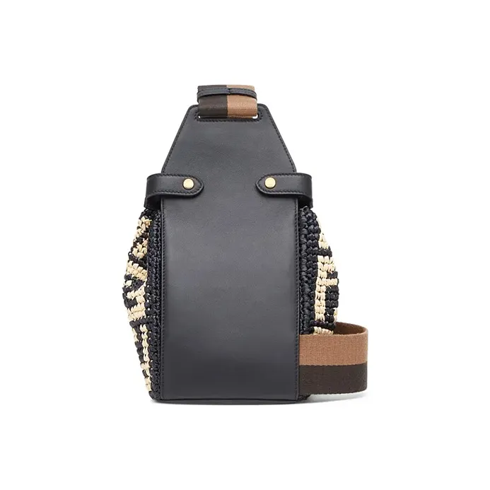 FENDI Raffia Woven Shoulder Bags Sling Bags Women's Black-2