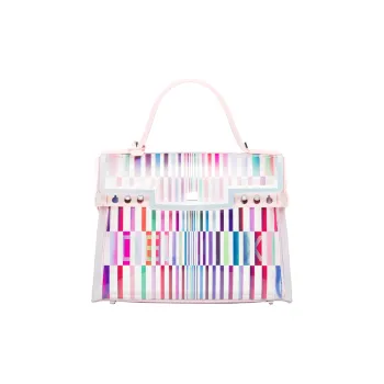 Delvau Tempête Leather Shoulder Bag Crossbody Bag Handbag Large Size Women's Rainbow Cherry Blossom Pink