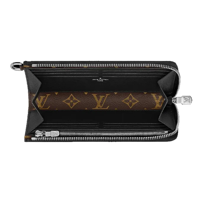 LOUIS VUITTON Zippy Coated Canvas Wallets Handbags Clutches Regular Men's Brown/Black-3