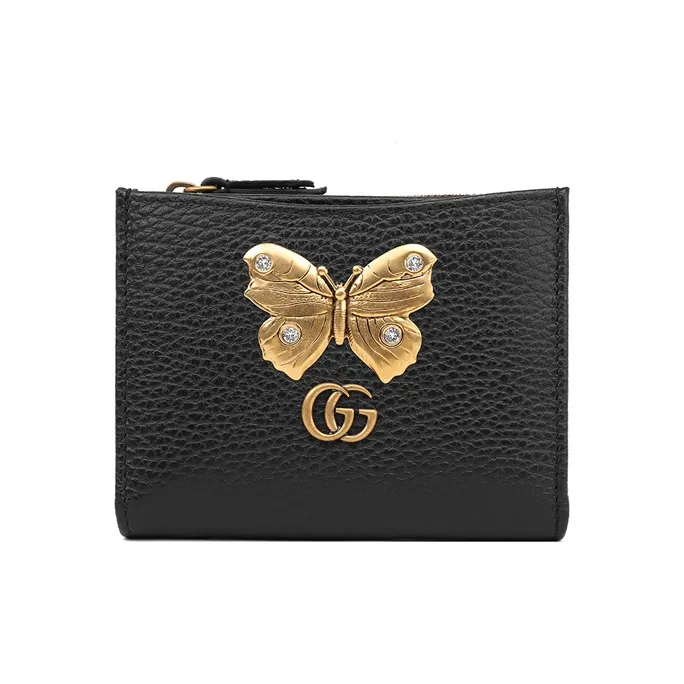 GUCCI Cowhide Leather Wallet Women's Black-0