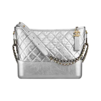 CHANEL Gabrielle Calfskin Hobo Bag Chain Crossbody One Shoulder Handbag Tubas Women's Silver