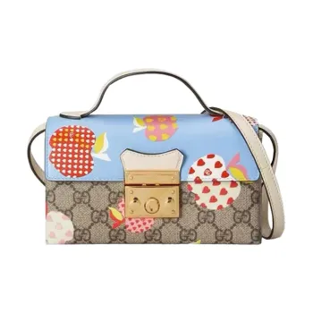 GUCCI Padlock Canvas With Leather Box Bag Handbag Shoulder Bag Crossbody Bag Mini Women's Ebony/Blue