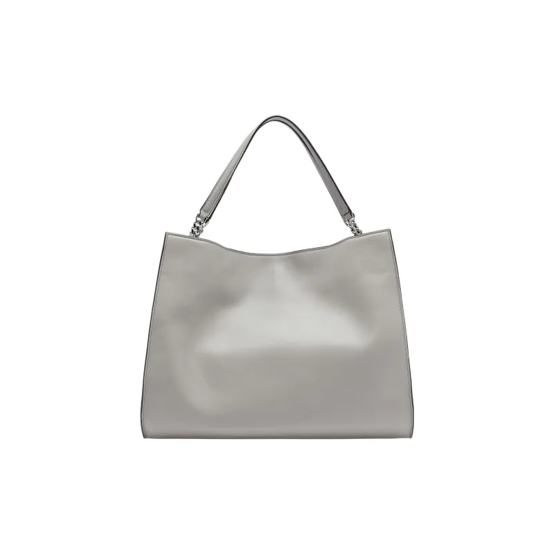 FERRAGAMO Trifolio Cow Leather Tote One Shoulder Handbag Women's Light Gray-1