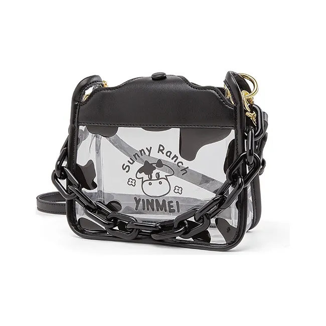 Sound For Life PVC Jelly Bag Crossbody Bag Small Square Bag Women's Ecru Black-1