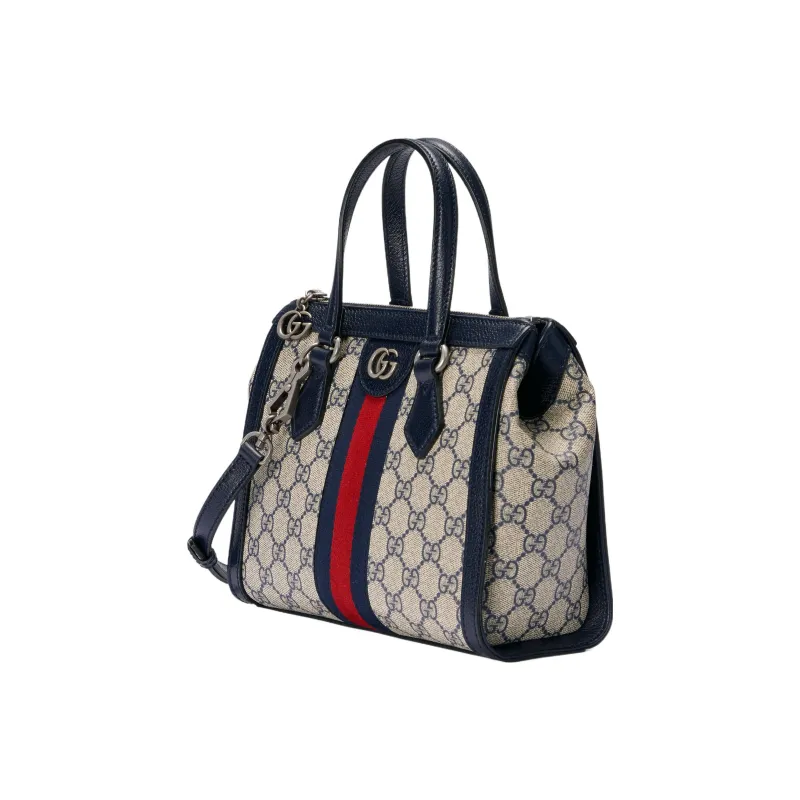 GUCCI Ophidia Canvas With Leather Tote Bag Shoulder Bag Crossbody Bag Handbag Small Size Women's Blue/Beige-1
