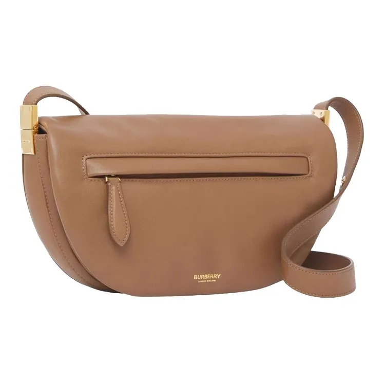 Burberry Olympia Dyed Lambskin Ellenria Half Moon Bag Portable Crossbody Bag Shoulder Bag Women's Brown-2