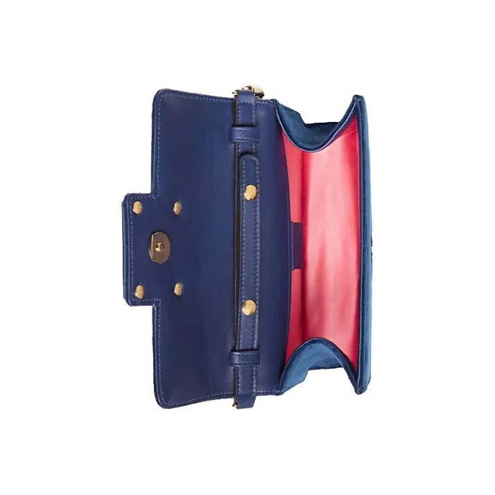 GUCCI Velvet Velour Shoulder Bag Crossbody Bag Women's Dark Blue-3