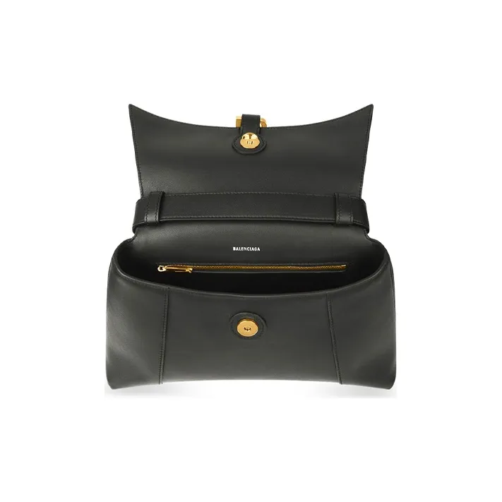 Balenciaga Downtown Calfskin Shoulder Bag Crossbody Bag Small Size Unisex Black-4