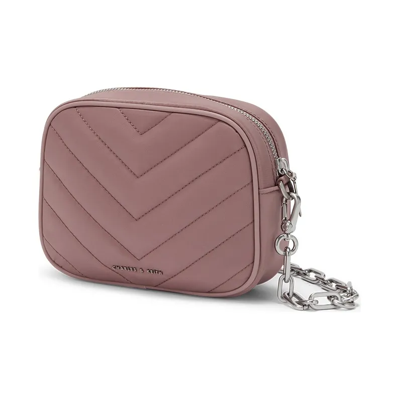 CHARLES&KEITH Fabric Small Square Bag Combo Shoulder Bag Regular Women's Black/Pink-4