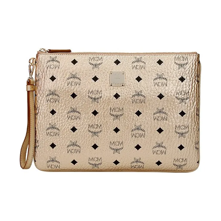 MCM Artificial Leather Clutch Small Size Women's Champagne Gold-0