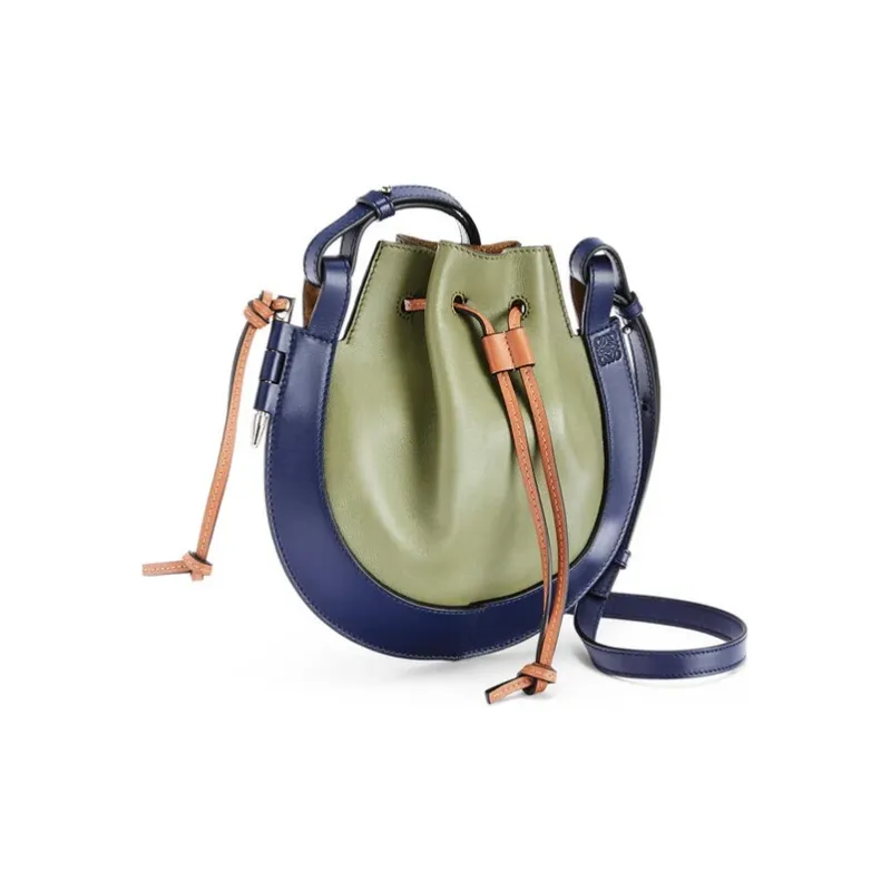 LOEWE Cow Leather Shoulder Bag Women's Avocado Green/Marine Military Green-1