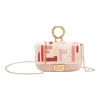 FENDI Baguette Canvas With Leather Baguette Bag Coin Purses Crossbody Bag Shoulder Bag Women's Pink