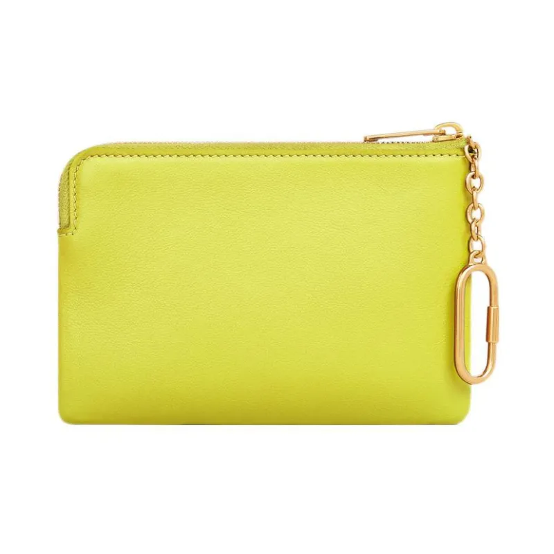 CELINE Triomphe Arc De Triomphe Smooth Cow Leather Wallet Card Holder Coin Purse Women's Fluorescent Yellow-2