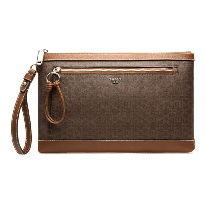 BALLY HARVEY Fabric Clutch Medium Size Men's Brown-0