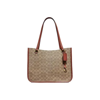 COACH Tyler Leather Handbags Shoulder Bags Women's Orange Red & Brown