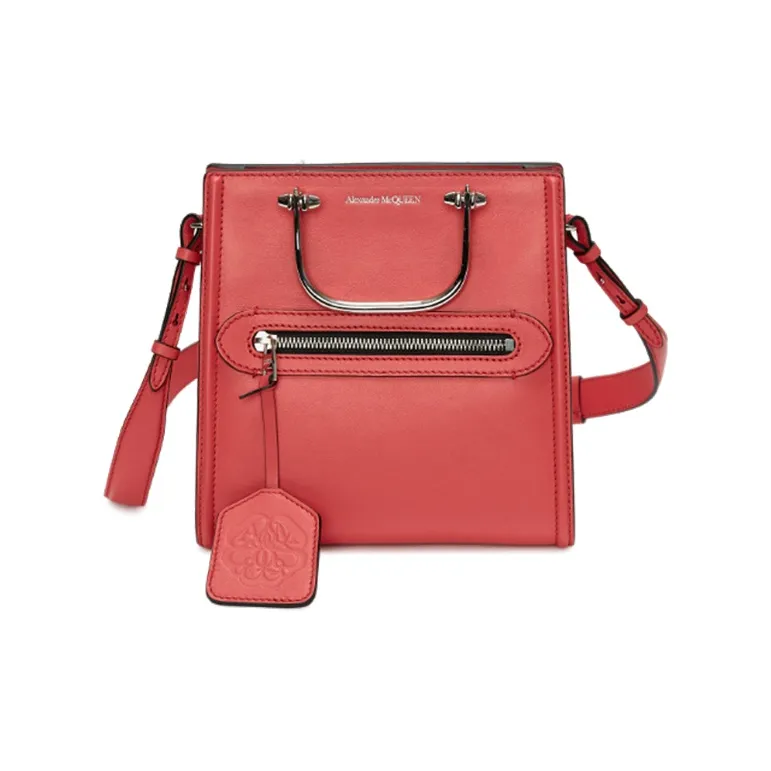 Alexander McQueen Cow Leather Handbag Shoulder Bag Crossbody Bag Medium Size Women's Red-0