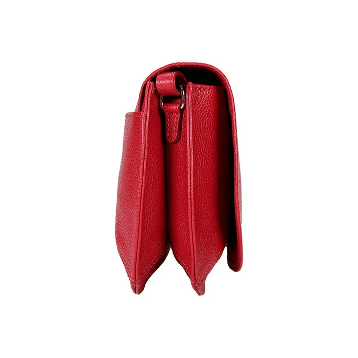 LONGCHAMP Le Foulonné Cow Leather Messenger Bag, Crossbody Bag, Shoulder Bag Regular Women's Red-3