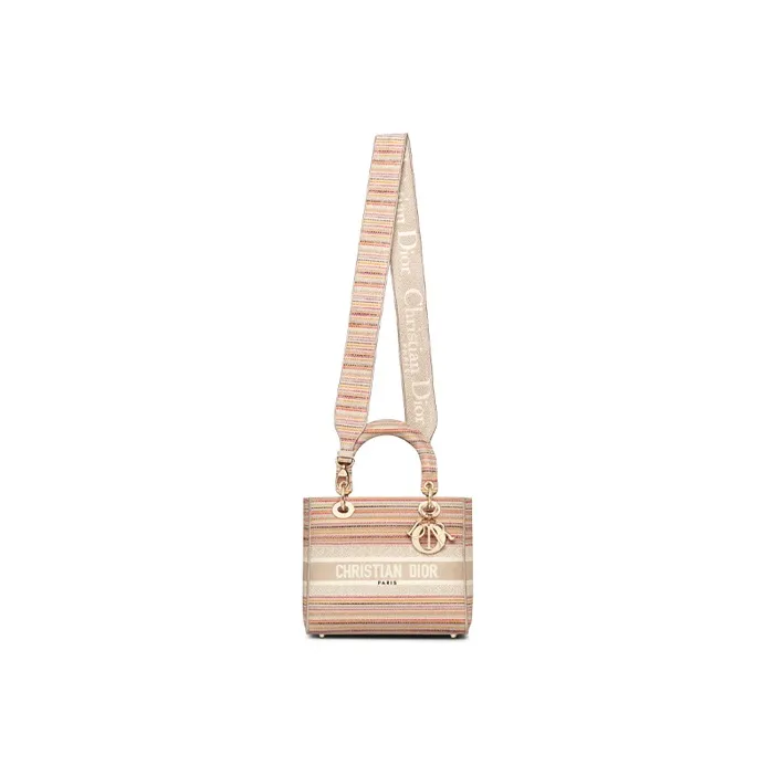 DIOR Lady Dior Canvas Handbag Medium Size Women's Multicolor-4