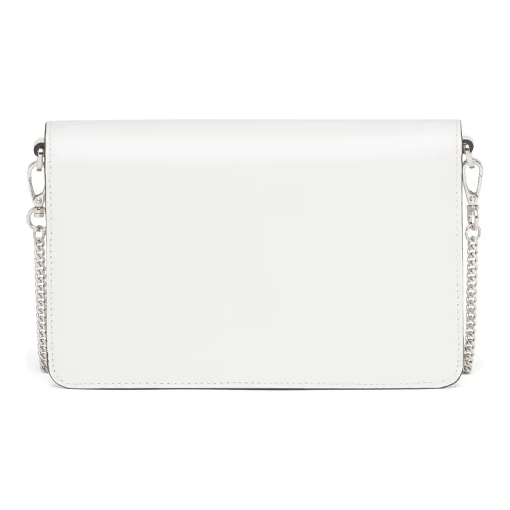 PRADA Leather Small Square Bag With Flap Shoulder Bag Crossbody Bag Women's White-2
