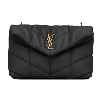 SAINT LAURENT LOULOUPUFFER Sheepskin Cloud Bag, Pillow Bag, Crossbody Bag, Shoulder Bag Women's Black