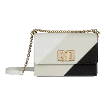 Furla 1927 Collection Leather Shoulder Bag Crossbody Bag Women's Black White Gray