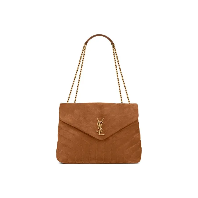 SAINT LAURENT LOULOU Suede Shoulder Bag Crossbody Bag Handbag Medium Size Women's Cinnamon-0