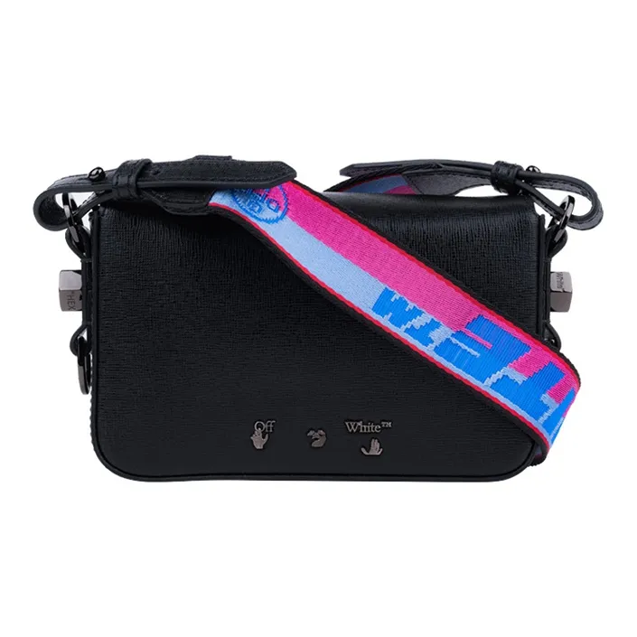 OFF-WHITE Diag Mini Flap Shoulder Bag 'Black/White'-3