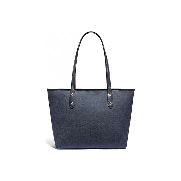 COACH City Zip Tote Fabric With Cow Leather Tote Bag Shopping Bag Handbag Shoulder Bags Women's Denim Blue-2