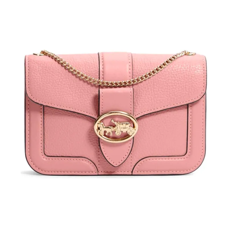 COACH Georgie Leather Small Square Bag Shoulder Bag Crossbody Bag Small Size Women's Cherry Blossom Pink-0
