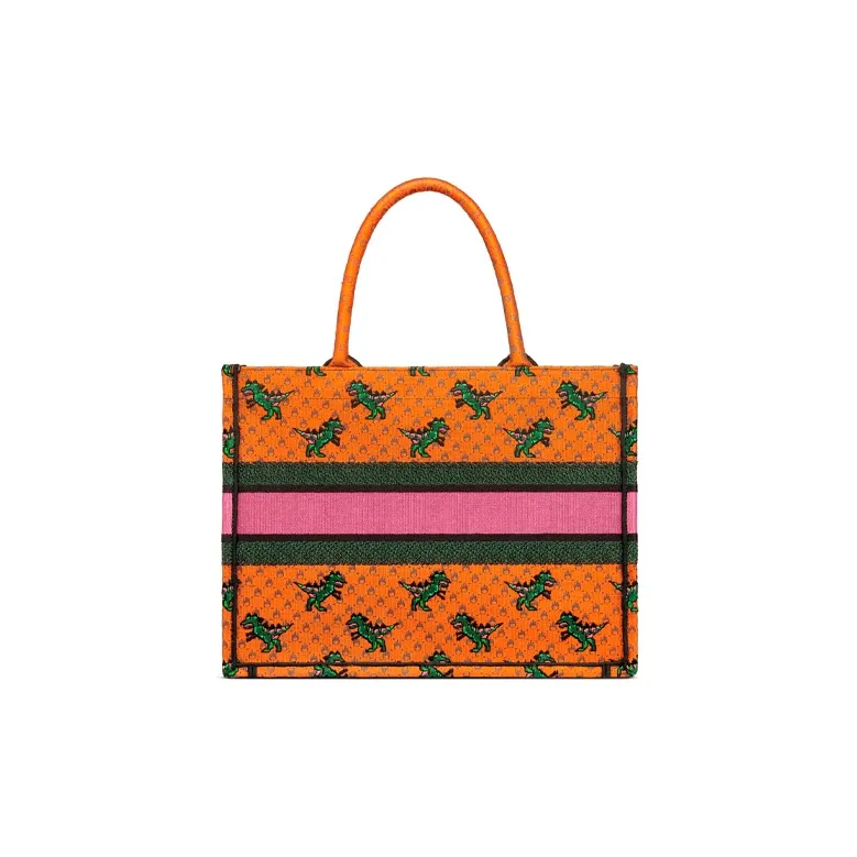 DIOR BookTote Embroidery Tote Bag Shopping Bag Shoulder Bag Handbag Regular Women's Orange-3